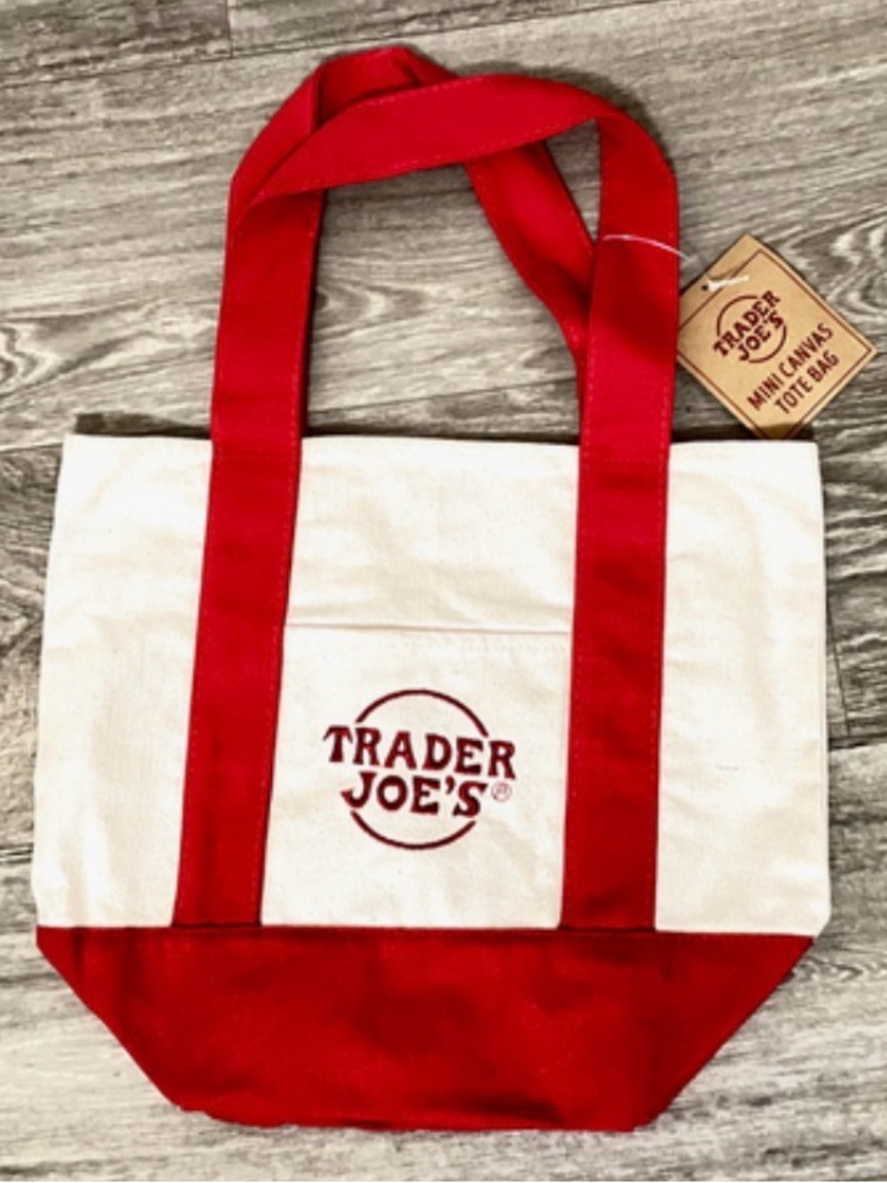 Cream and Red Canvas Tote